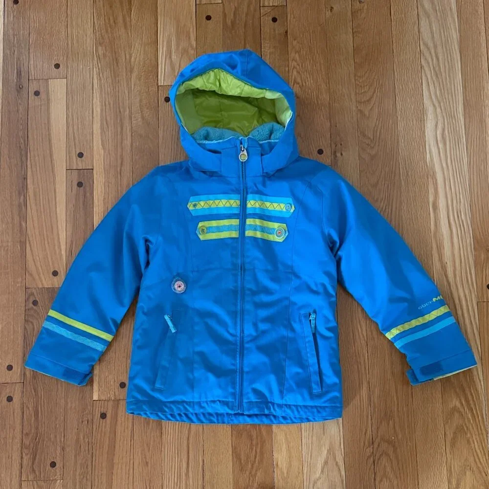 Obermeyer Kids Ski Jacket Size 7 Blue Removable Hood Winter Coat